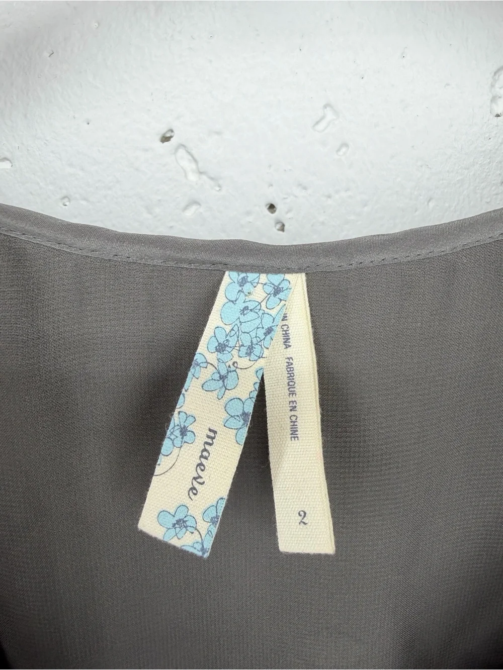 Anthropologie Maeve Size 2 Seaside Fields Sheath Dress gray silk ruffle bodice